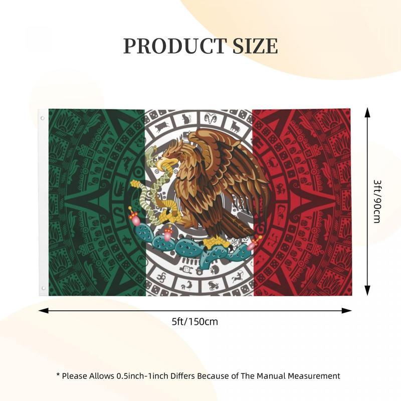 Customize Tapestrys Mexican Flag 3x5 Ft Outdoor/Indoor Durable Polyester Mexico Tapestry Vivid Color Fade Resistant Double-Sided with Brass Grommets  Mexican Banner Decor