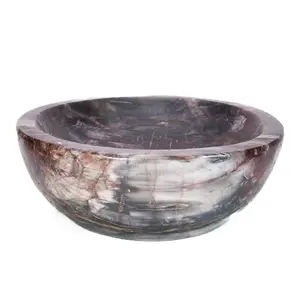 Natural Large Crystal Bowl Howlite Petrified Wood Handmade Crystal Crafts – 1 Count, About 15,000g – for Meditation and Display Decoration