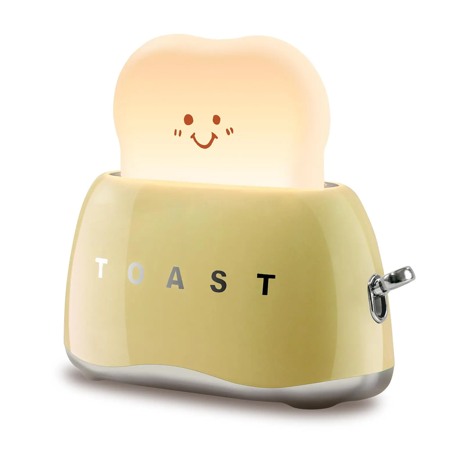 Bread Lamp | Cute Adjustable Toast Night Light with Rechargeable Battery | Kawaii Smiley Table Lamp | Aesthetic Desk Decor for Bedroom,