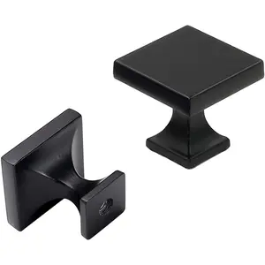 5 Pack Black Cabinet Knobs for Dresser Drawers Kitchen Hardware Handles 1.1 inch Width Square Knob for Cabinets,Zinc Alloy