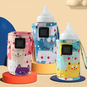 Specialized kitten milk bottle insulation cover, heatable cartoon warming milk heating cover, constant temperature milk bottle cover, portable universal integrated set