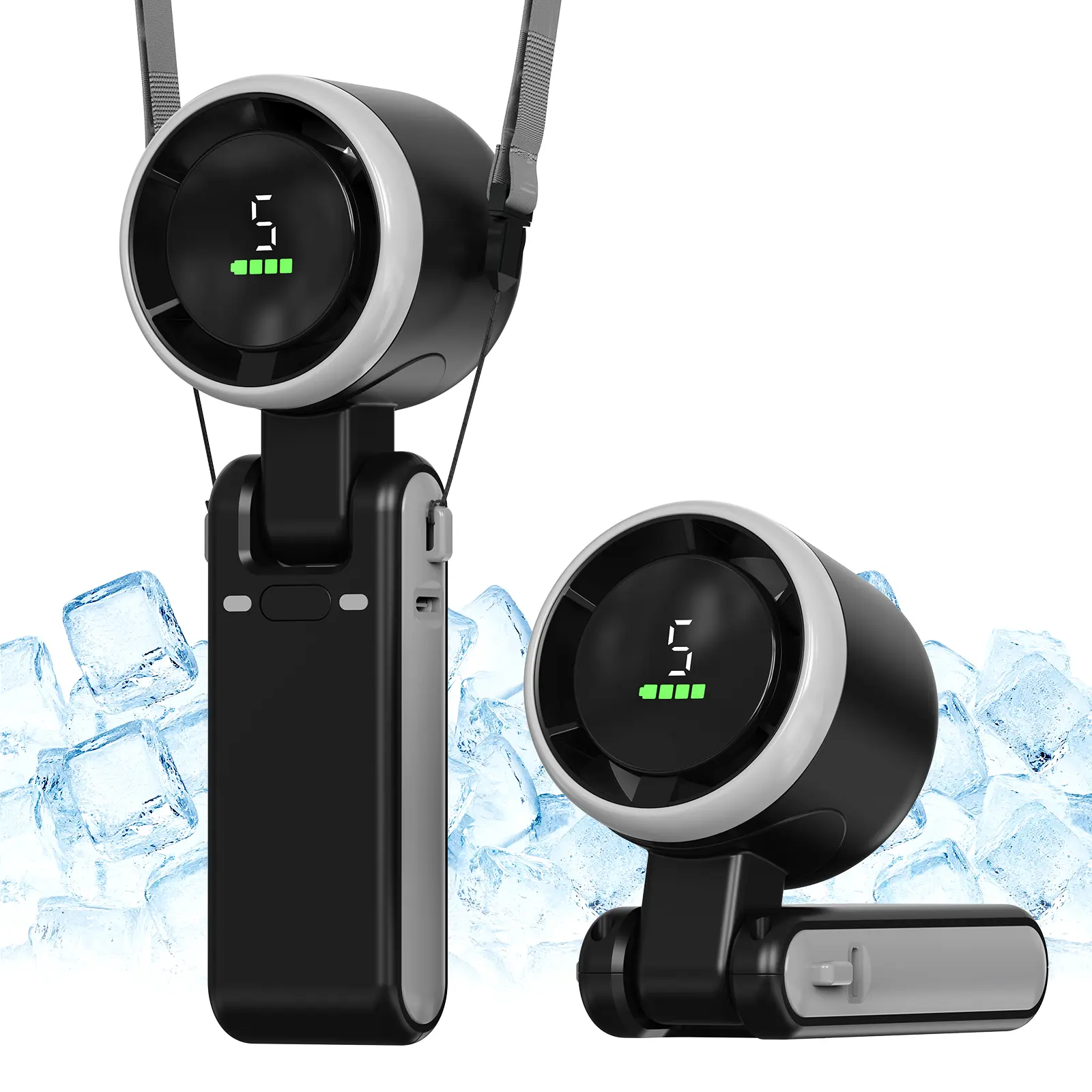 DGAPHRO Portable Handheld Turbo Fan - 5 Gear High Speed 3600mAh Rechargeable 8.5-Hour Max Runtime, 3-in-1 Air Turbo Tech Cooling Fan for Outdoor Activities, Travel (Black).