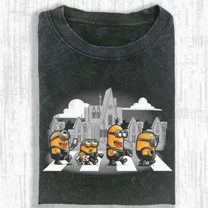 Minions Family Shirt, Movie Shirt, Vintage Shirt, Family Vacation Shirt, Funny Parody Street Crossing Art, Retro Cartoon Aesthetic, Unisex Menswear Womenswear Top, Humor Pop Culture Tee