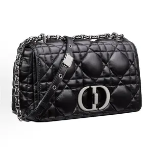 Pre-owned Dior Leather Shoulder Bags Caro Medium Black JM AM4883