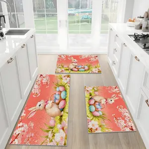 1/2/3PCS Easter Kitchen Mat, Non-Slip 3D Pineapple Texture Rug, Waterproof Wear-Resistant Carpet, Machine Washable Home Decor for Kitchen Bedroom Living Room Bathroom Laundry