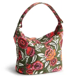 Vera Bradley Women's Nylon Astoria Shoulder Bag Bubbly Flowers Green