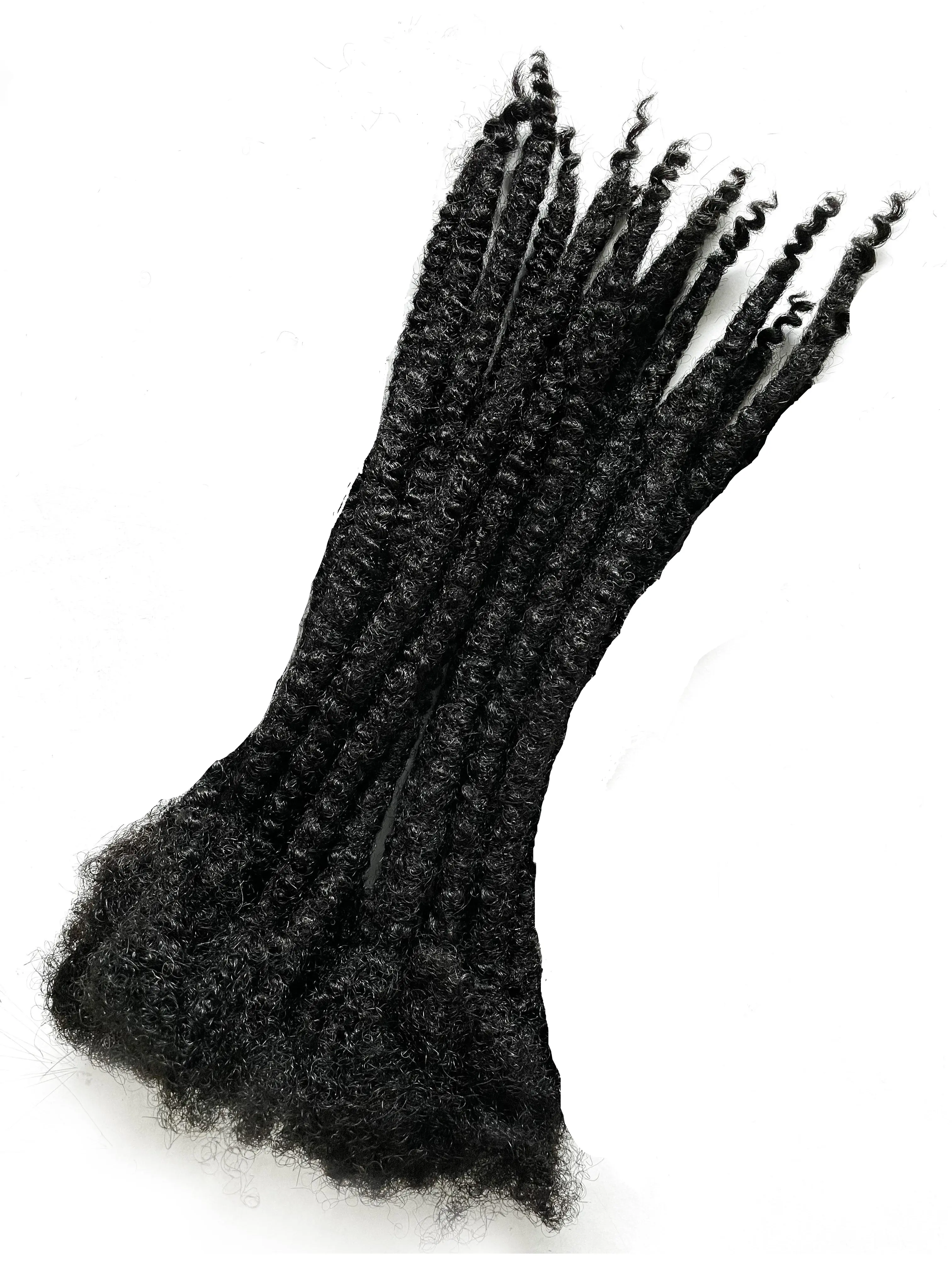 LOCSANITY Human Hair Dreadlock Extensions, 10 Pcs Handmade Curly Textured Ends Locs, 0.5cm/1/4" Medium Pencil Width Locs That Adds Length, Repairs Broken Locs & Creates Matured Look