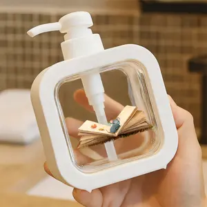Charming Pump Dispenser with Whimsical Pattern - Refillable Plastic Soap/Hand Wash Container for Bathroom and Kitchen - Cute Mouse and Autumn Leaves Design with Easy Push-Pump Feature Shower Soap Dispenser