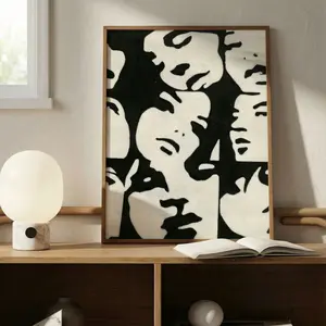 Abstract Face Pattern Unframed Painting, 1 Count Modern Canvas Wall Art, Wall Decor for Home Living Room Bedroom Office School