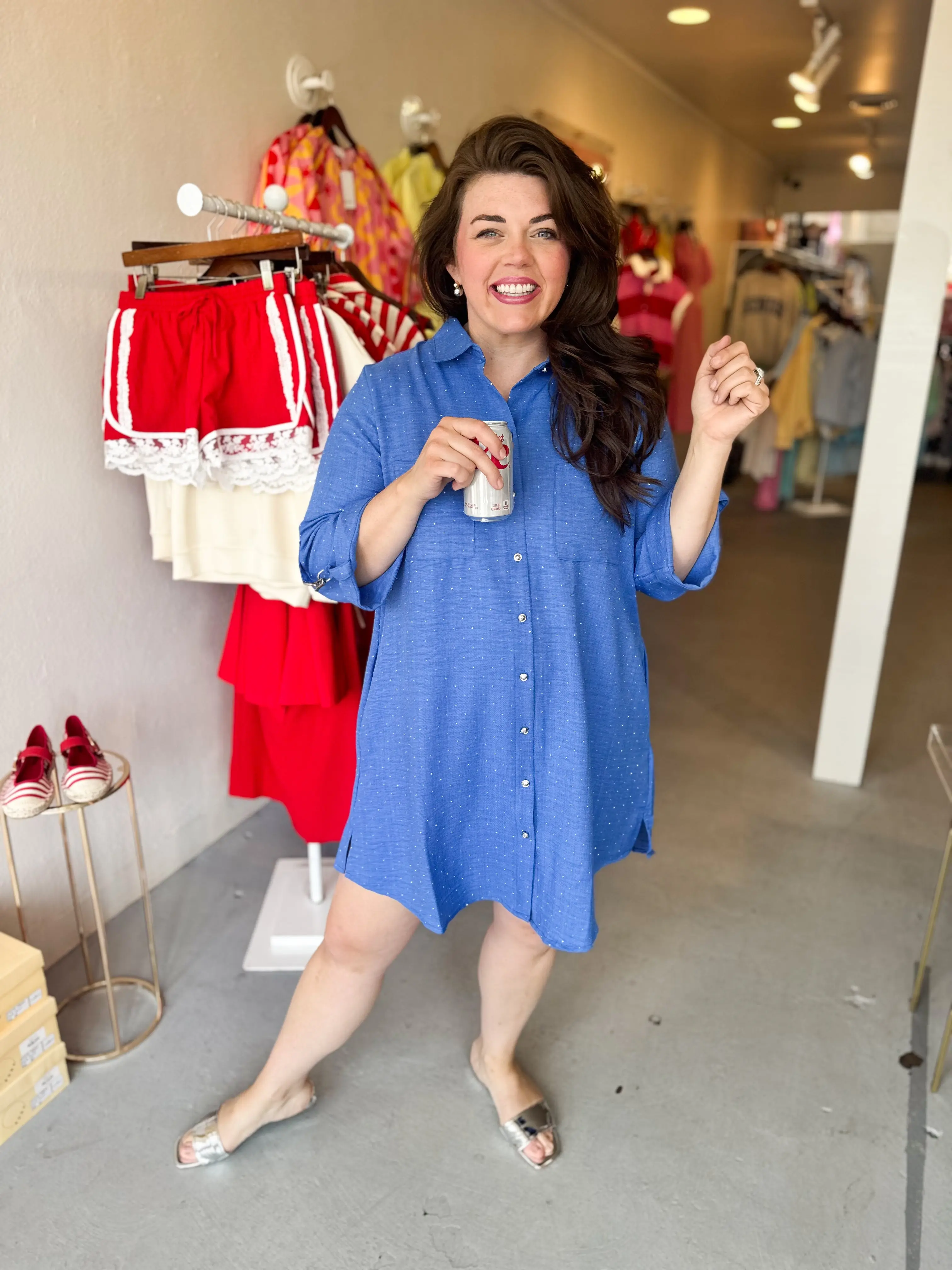 Plus Size Stardust Button Down Dress