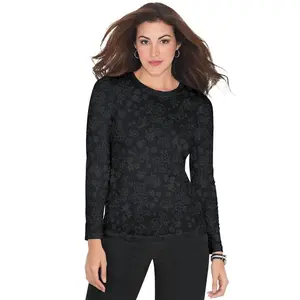 koi 1061PR Presley Burnout Underscrub Tee | Long Sleeve, Floral Burnout | XS–3XL