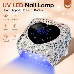 Professional UV Nail Lamp Rechargeabl , 72W Cordless UV Light for Gel Nails with 30pcs Lamp Beads, 5 Timers UV Dryer for Gel Nail Polish Polygel Fast Curing, LED Nail Lamp UV Light for Home Salon Nail Tools Manicure