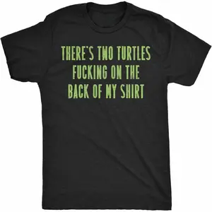 Men's Vintage Turtle Graphic T-Shirt Funny Humor Back Print Casual Tee
