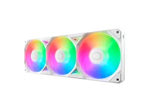 Cooler Master White Single-Frame aRGB PC Case|Liquid Cooler Fan, 360mm, Single Modular Cable, PWM 2,050 RPM, Air Balance Blades, Loop Dynamic Bearing, Radiant aRGB Lighting