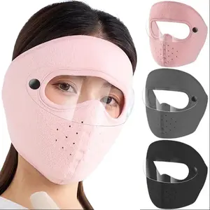 Winter Windproof Face Mask with Detachable Goggles Thickened Fleece-Lined Full Face Cover for Men & Women Cold Weather Protection for Outdoor Cycling Motorcycle Riding Adjustable Velcro Tabs HD Goggles