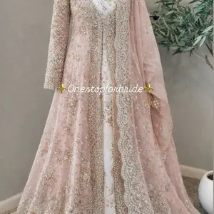 Blush pink printed over gorgeous work trendy unique wedding dress size L