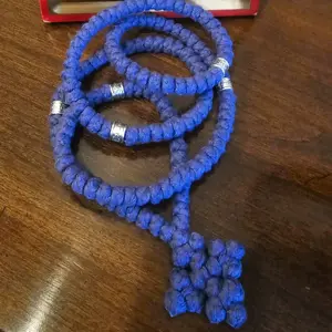 purple 150 Knots Prayer Rope with Beads and Jerusalem's Cross