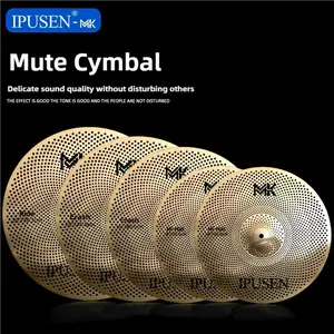 Low Volume Cymbal Pack Mute Cymbal Set 14'Hihats+16"Crash+18'Crash+20"Ride 5 Pieces Silver Drummer Practice uiet Cymbal for Drum Set