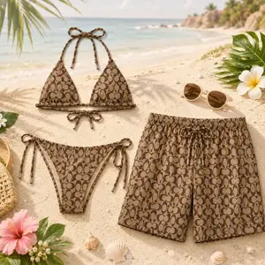 Signature Swim Coa Matching Couple Swimwear Set 2026, Viral Couple Bikini & Men’s Shorts for Beach Vacation Gift