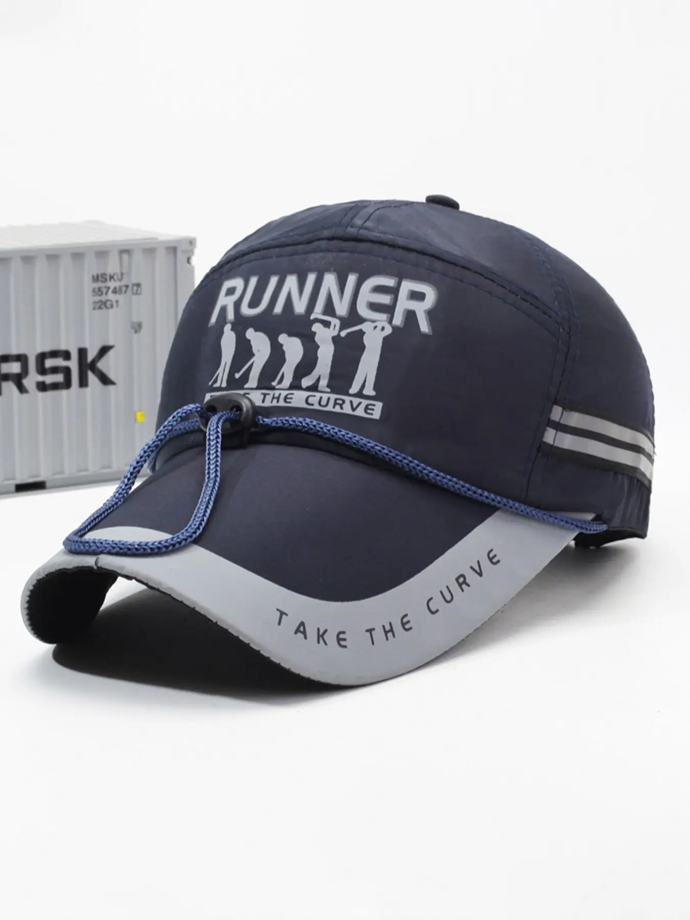 Quick Dry Reflective Running Cap for Men Women, Adjustable Drawstring Sun Hat, Lightweight Breathable Sports Cap, Anti-Slip Baseball Cap for Jogging Hiking