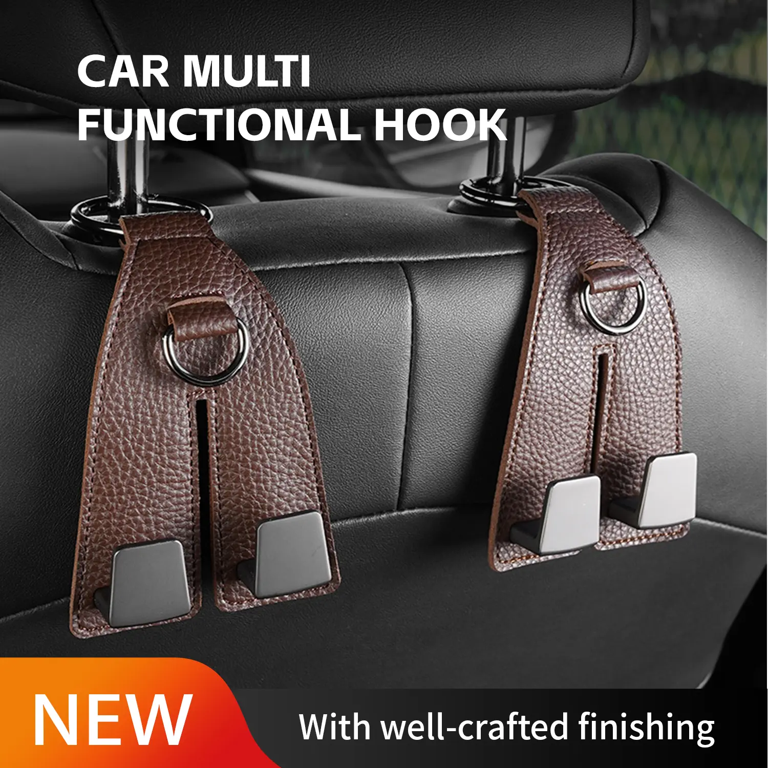 Car Purse Hook Purse Hook for Car Seats Headrest Car Seat Hooks,High-end Leather, Heavy Duty Vehicle Organizer for Handbags, Groceries, Purses, Keep Car Tidy