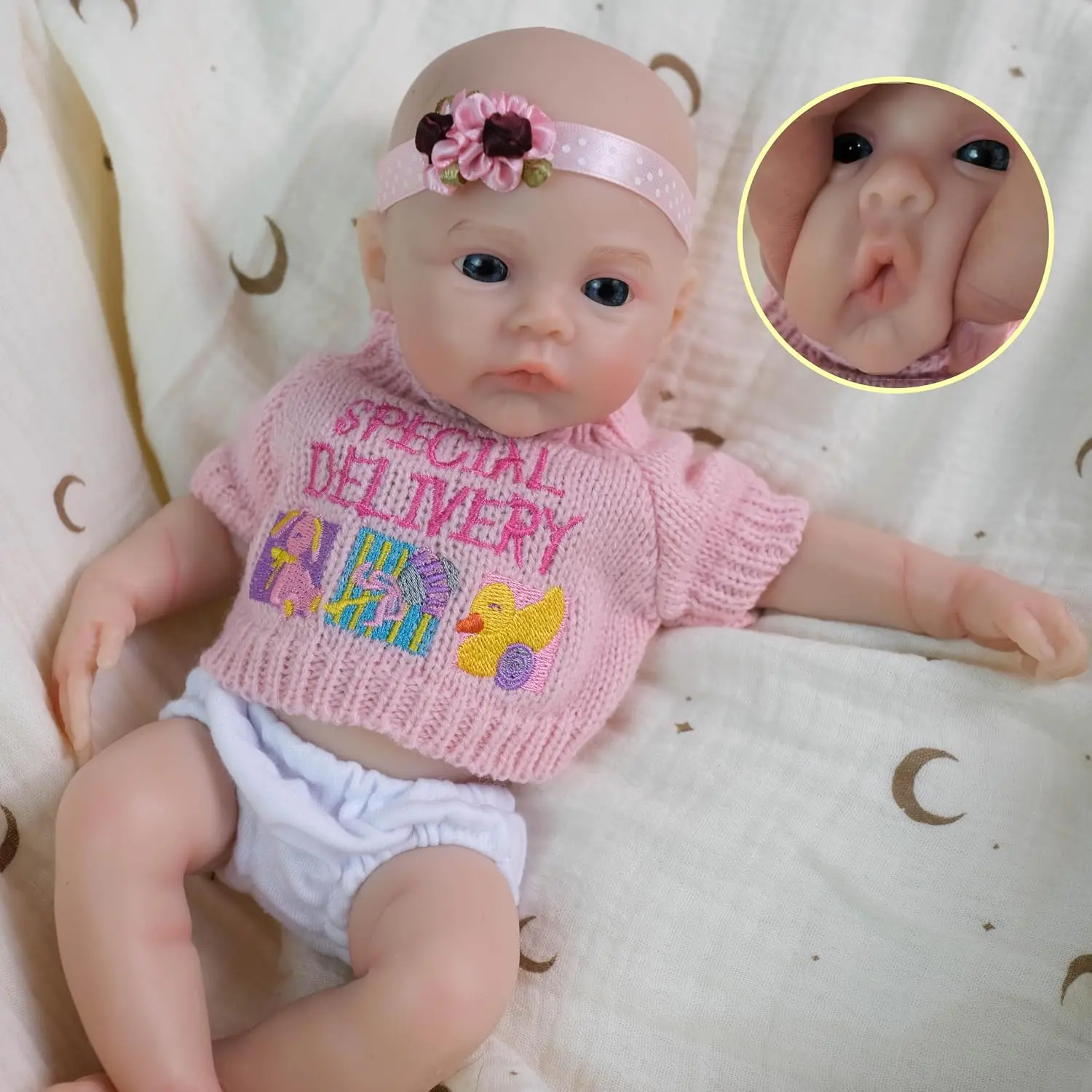 12 Inch Full Body Solid Silicone Reborn Baby Doll Girl Silicone Baby Reborn Realistic Newborn Doll with Clothes Christmas Toy for Kids Ages 3+,