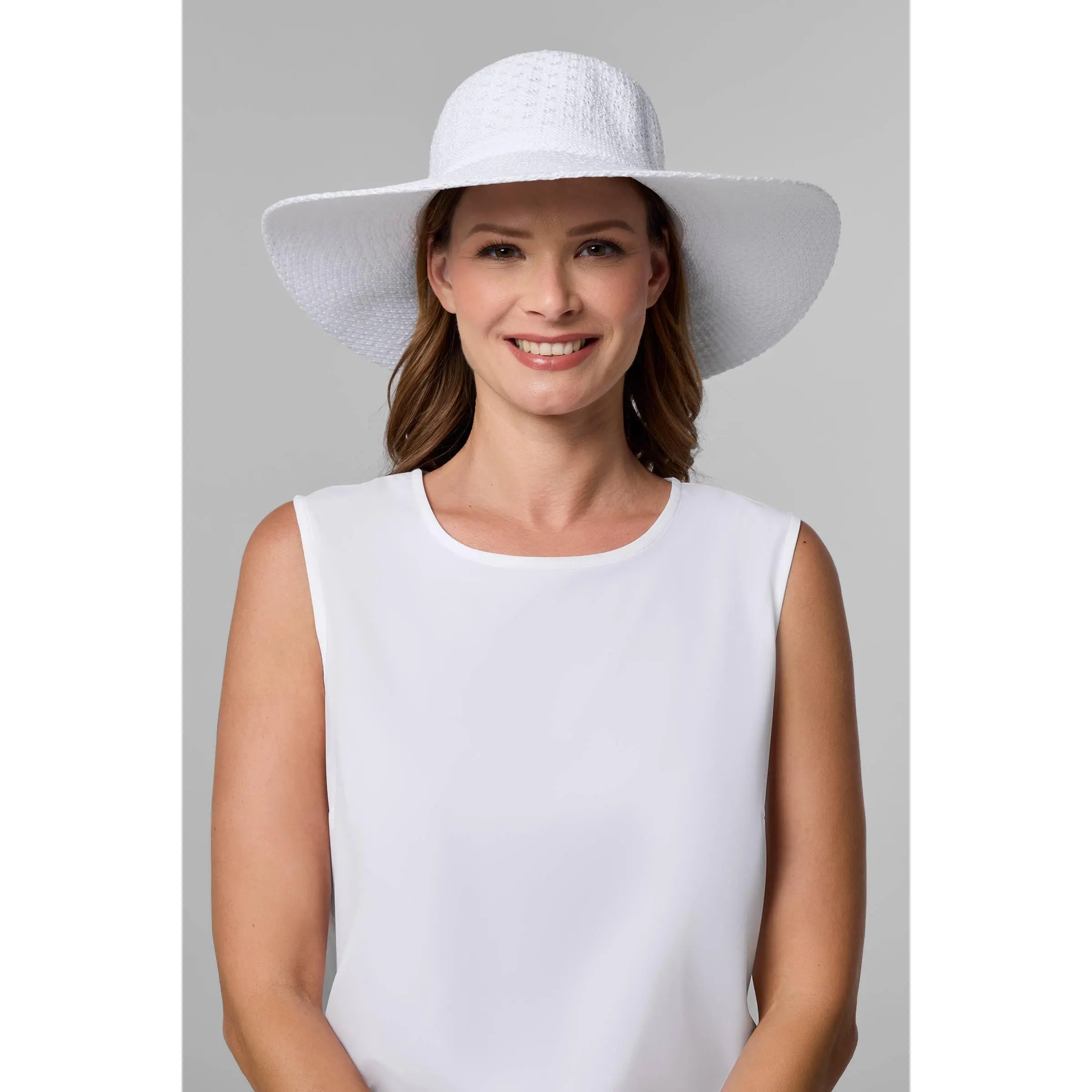 Perla Packable Wide Brim Hat | White