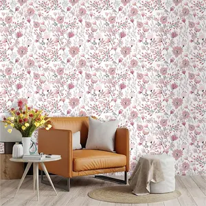 Hand-Drawn Floral Wallpaper, PVC Reusable Peel-And-Stick, Ideal for Kitchen/living Room/bedroom, Wall Decor, Large Area Transformation