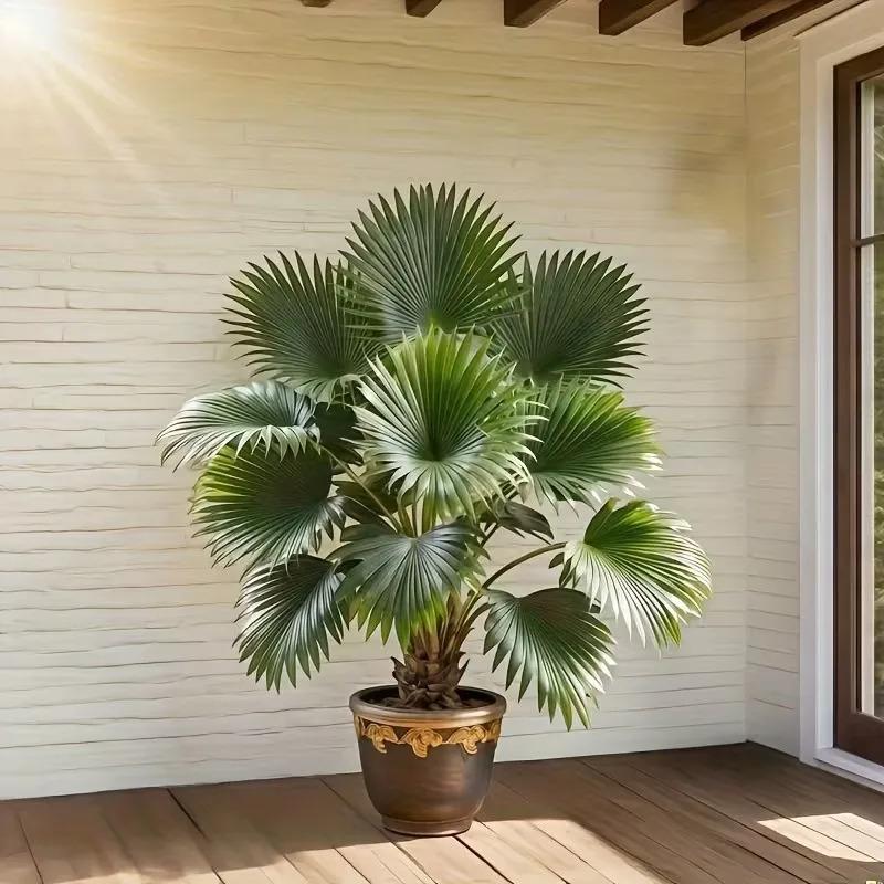 1 Large Artificial Palm Tree Plant with Lush Green Leaves Realistic Fake Tree with Trunk and Pot Low Maintenance Indoor