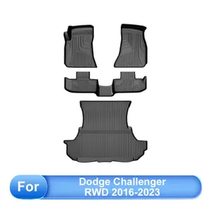 【summervibes 】AOMSAZTO 4Pcs Custom Fit TPE Rubber Floor Mats & Cargo Liners,Vehicle Accessories for 2016-2023 RWD Challenger, All-Weather Anti-Skid Car Interior Kit,  Car Accessories