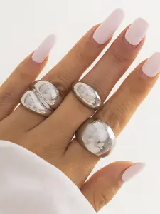 Women's Elegant Vintage Ring Set with Floral & Faux Pearl Designs, Perfect for Daily Wear, Parties, Weddings, Autumn Winter Jewelry Collection, Fashion Rings, Imitation Pearl Ring
