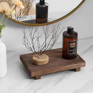 Wood Pedestal Stand Risers for Decor, Small Wooden Tray Farmhouse Bathroom Organizer Supplies Decor for Soap Bottle Plant Makeup Candles Towels Jewelry,Christmas Gifts for Women or Men