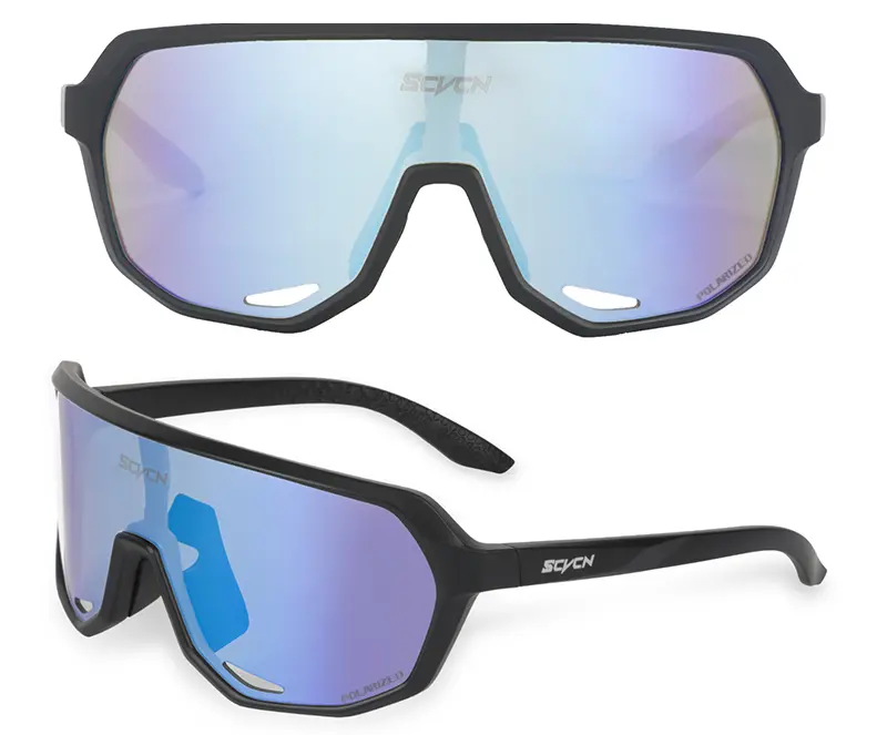 Unisex Polarized Shield-Shape Sports Sunglasses - UV400 Revo Mirrored, Large Frame, Oversize Fit, Windproof for Bike Riding, Driving, Outdoor Activities