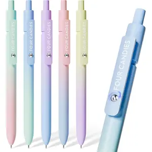 pens, 5-piece set, 0.7mm quick-drying black ink, fine tip, smooth writing, unique design, essential for office, home, and school supplies, fun and cute, a gift for girls and women (gradient color)