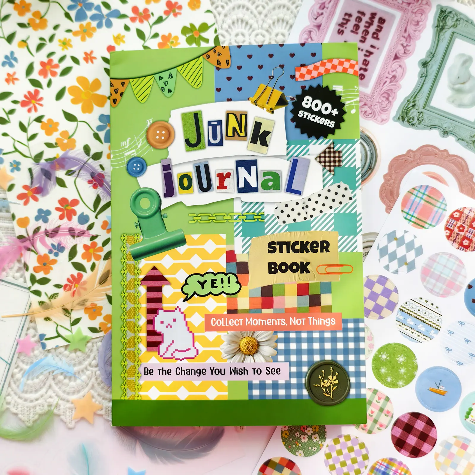 800+Pcs Stickers Book, Such As Stripes, Checks, And Circles. Aesthetics Illustration Stickers for Journals, Planners, DIY Scrapbook Supplies