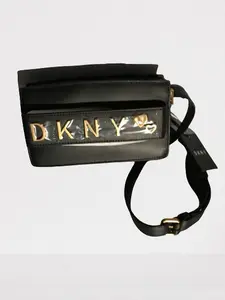DKNY Crossbody/Waist Mini Bag Purse Embossed with Gold - Black