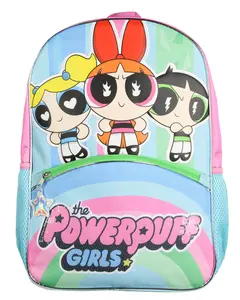 The Powerpuff Girls Buttercup Blossom Bubbles Heroine Stance Backpack 17" Travel Laptop Backpack