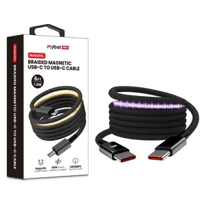 MyBat Pro MagCoil USB-C to USB-C Braided Magnetic Cable 6FT Black 60W Power 480Mbps Speed