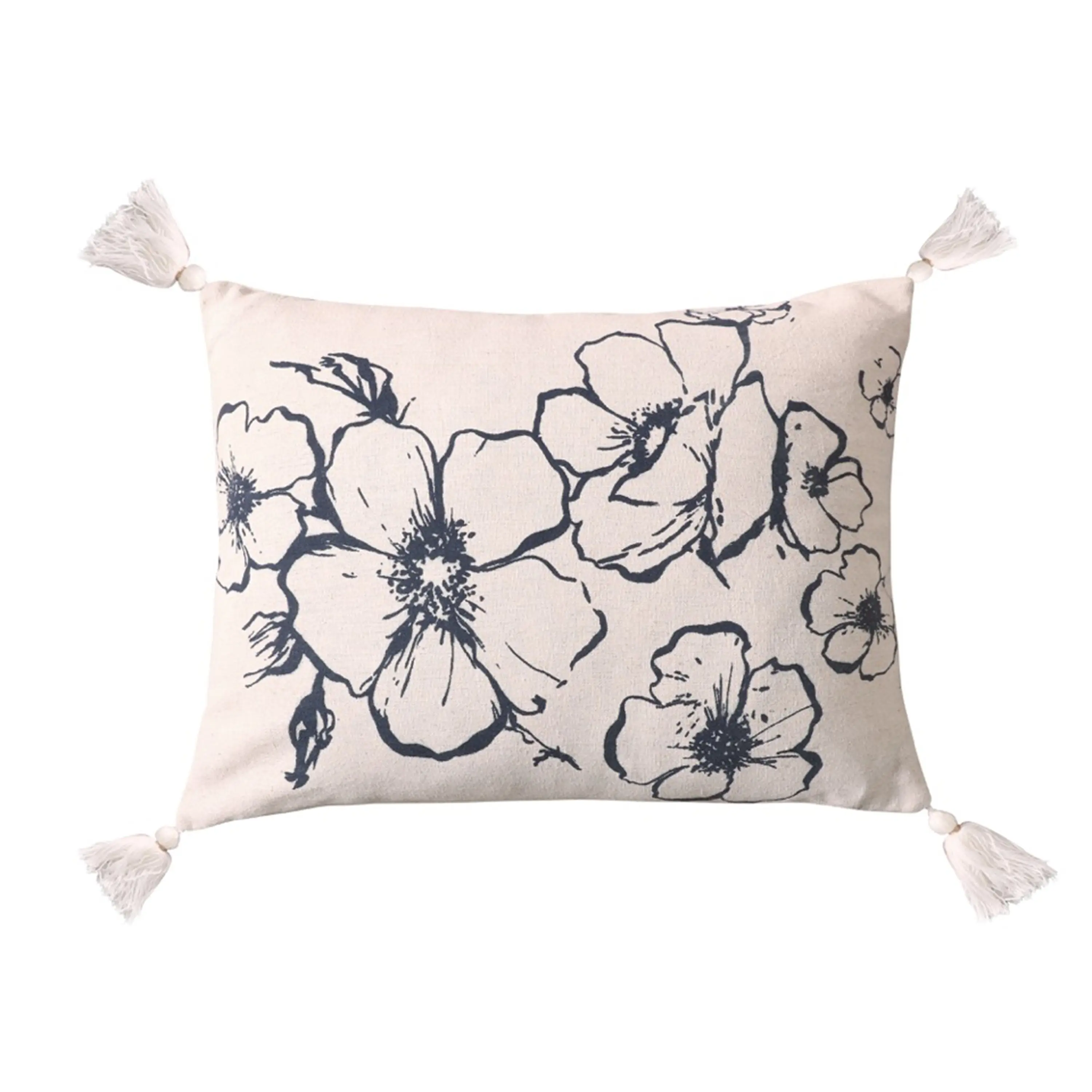 Floral Pattern Printed Bed Pillow with Compressed Duck Feather Insert, High-Quality, Machine-Washable Textile Soft Furnishing
