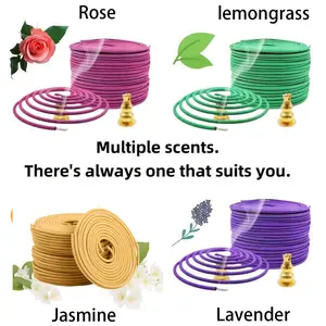 40pcs Spiral Incense Sticks, Lemongrass Rose Jasmine Lavender Scented, 3-4 Hours Burn Time, Air Purifying Yoga Meditation Home Decor Gift, Household Fragrance