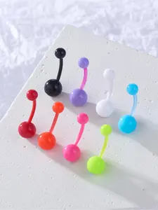 Fashionable Colorful Ball Design Belly Ring, Casual Trendy Belly Piercing Jewelry for Women & Girls, Body Jewelry for Party, Daily Clothing Decor