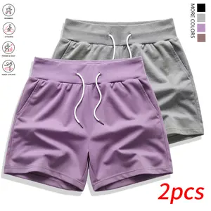 Women's 2-Pack High-Waisted Active Shorts - Loose Fit Breathable Summer Style with Pockets for Yoga, Running & Biking