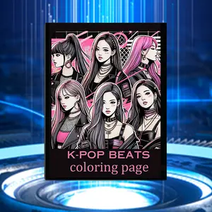 K-POP Coloring Book with Unique Cover - Perfect Gift for Adults, Ideal for Valentine'S Day, Christmas, Halloween, New Year, Birthday & Party Decorations, Coloring Book For Adults, Party Decoration, Vibrant Cover, Premium Paper, Art Supplies