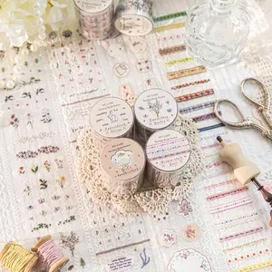 Floral Pattern Washi Tape, Adhesive Tape, 1 Roll/bag Scrapbooking & Journal Making Tape, Sticker Packs, DIY Decorative Tape for Computer Cards Gift Wrapping