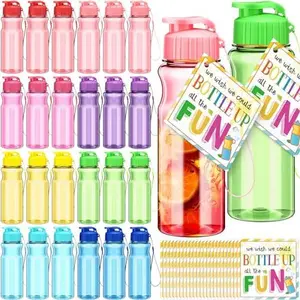 12/24 Sets End of Year Students Gifts from Teacher Bulk Preschool Kindergarten Colorful Water Bottle with Cards Summer Goodie Bag Gifts Ideas for Kids Students Classroom Prizes Goodie Bag Filler Graduation Gift Open House Summer Pool Beach Party Favor
