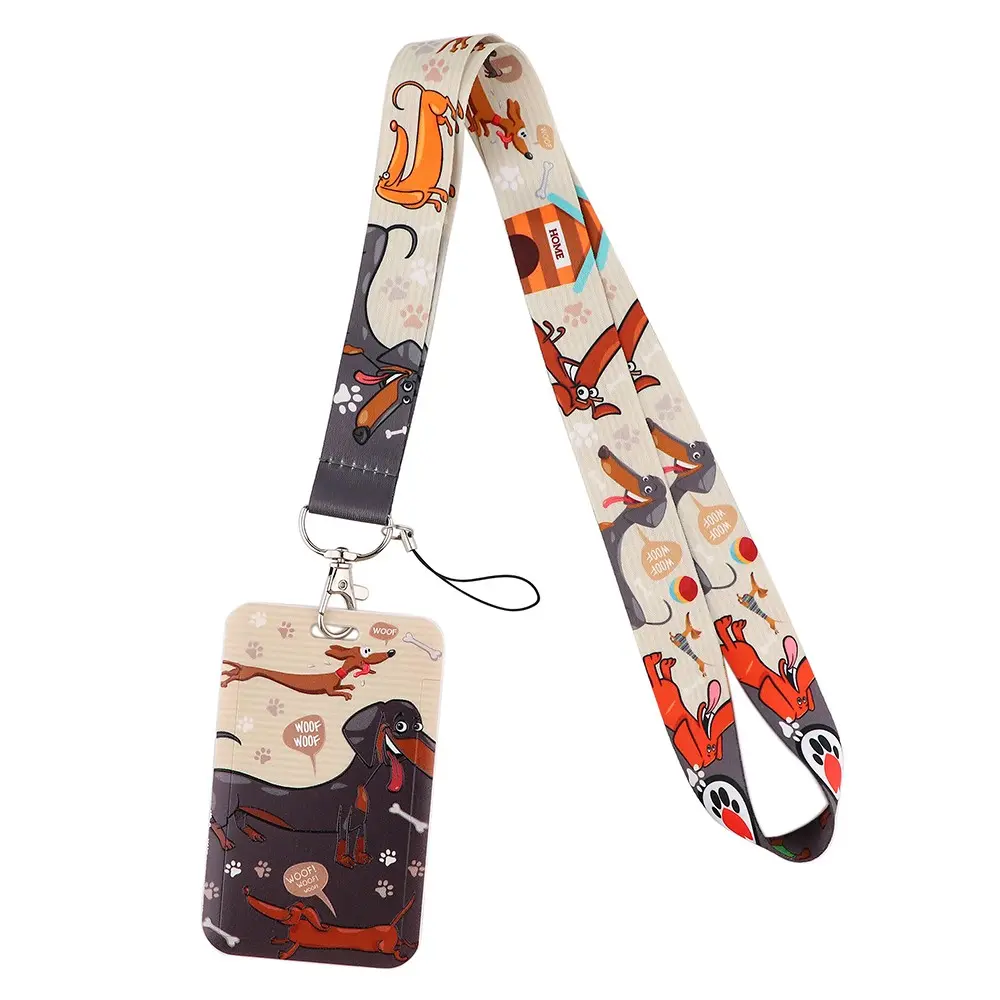 Cartoon Dachshund Lanyard for Keys Keychain Neck Strap Badge Holder ID Credit Card Pass Hang Rope Lariat Mobile Phone Charm Accessories Students Gifts