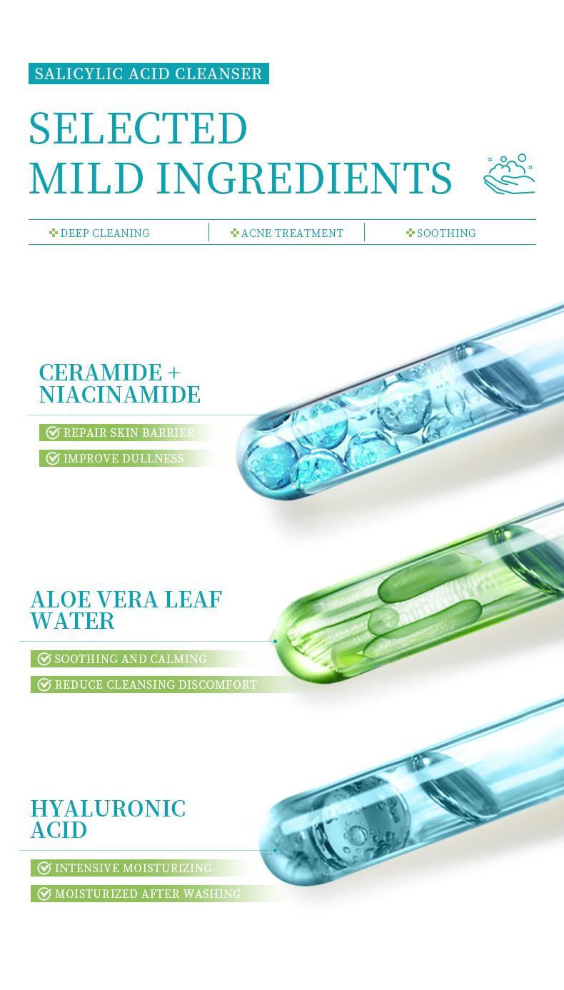 2% Salicylic Acid Cleanser - Hydrating Oil Control Face Wash with Hyaluronic Acid, Niacinamide & Ceramide | Pore Minimizing Acne Cleanser for Oily & Acne Prone Skin, Repairs Skin Barrier, 3.4 fl oz (100ml) 2% Salicylic Acid Cleanser - Hydrating Oil Control Face Wash with Hyaluronic Acid, Niacinamide & Ceramide | Pore Minimizing Acne Cleanser for Oily & Acne Prone Skin, Repairs Skin Barrier, 3.4 fl oz (100ml)