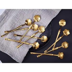 10 count Flower Spoon Coffee Teaspoon Set, Stainless Steel Tableware Creative Dessert Spoons Sugar Coffee Teaspoon Ice-Cream Mixing Stir Bar Ice  Spoon ()