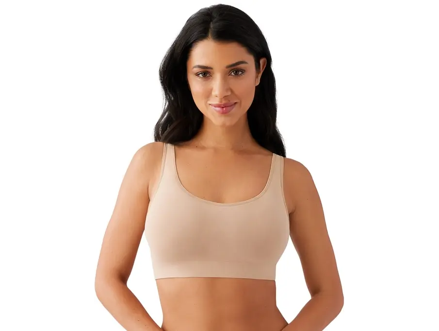 Women's Wacoal Basic Bralette - Spandex-Nylon-Elastane Fabric, XXL Size, Flexible Lightweight Super Soft Fit, Full Coverage, Removable Foam Pad, Hardware-Free Straps, Hook and Eye Closure, Casual Style, Hand Wash Only