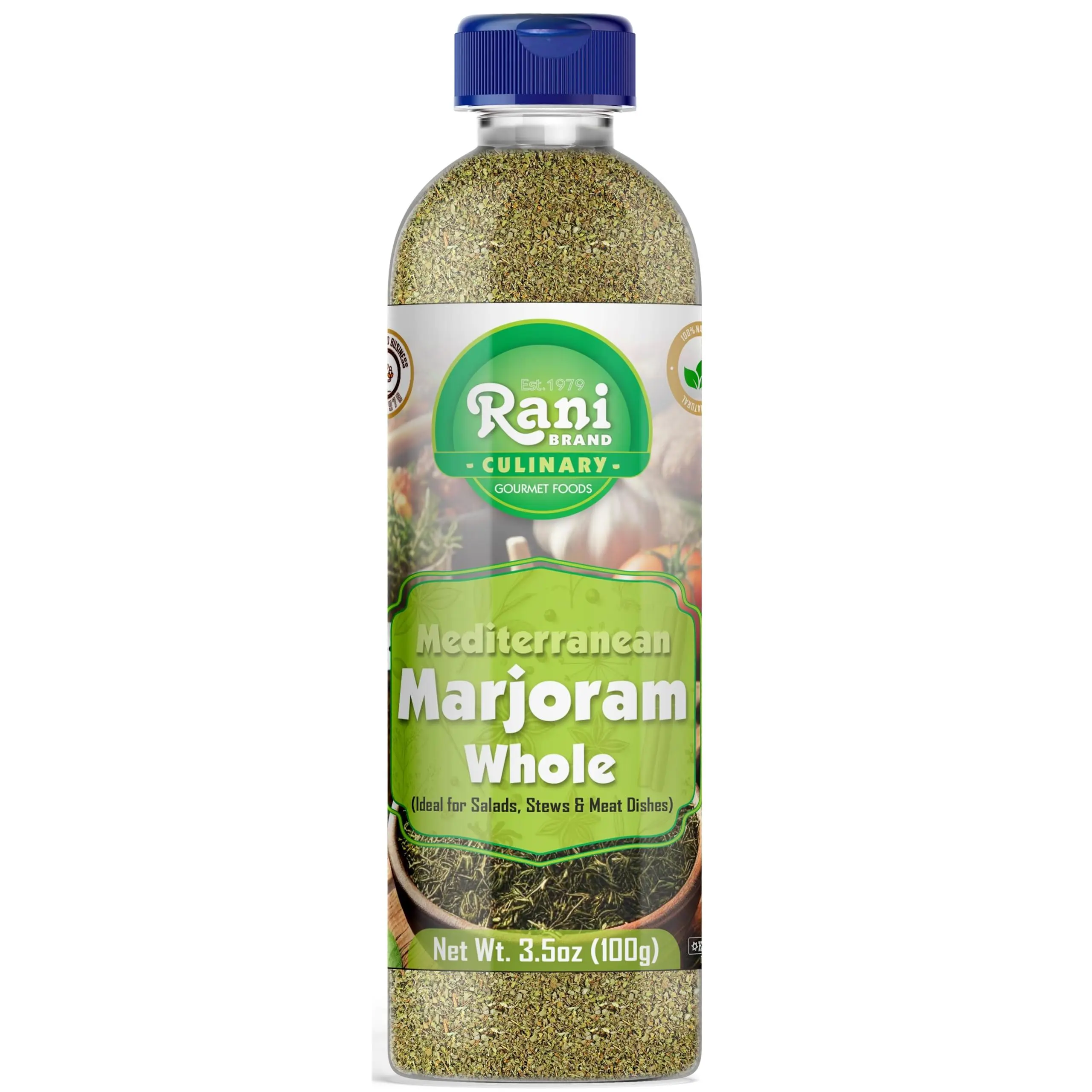 Rani Marjoram Whole (Ideal for Salads, Stews & Meat Dishes) 3.5oz (100g) PET Jar ~ All Natural | Gluten Friendly | NON-GMO | Kosher | Vegan | Product of USA